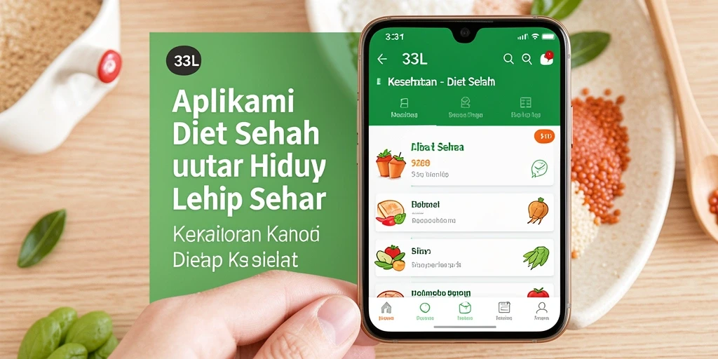 Tampilan antarmuka aplikasi Diet Sehat 33L yang user-friendly.