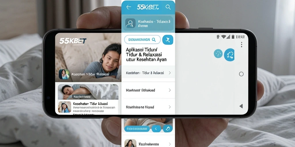 Tampilan antarmuka aplikasi 55KBET yang menenangkan untuk relaksasi dan tidur.