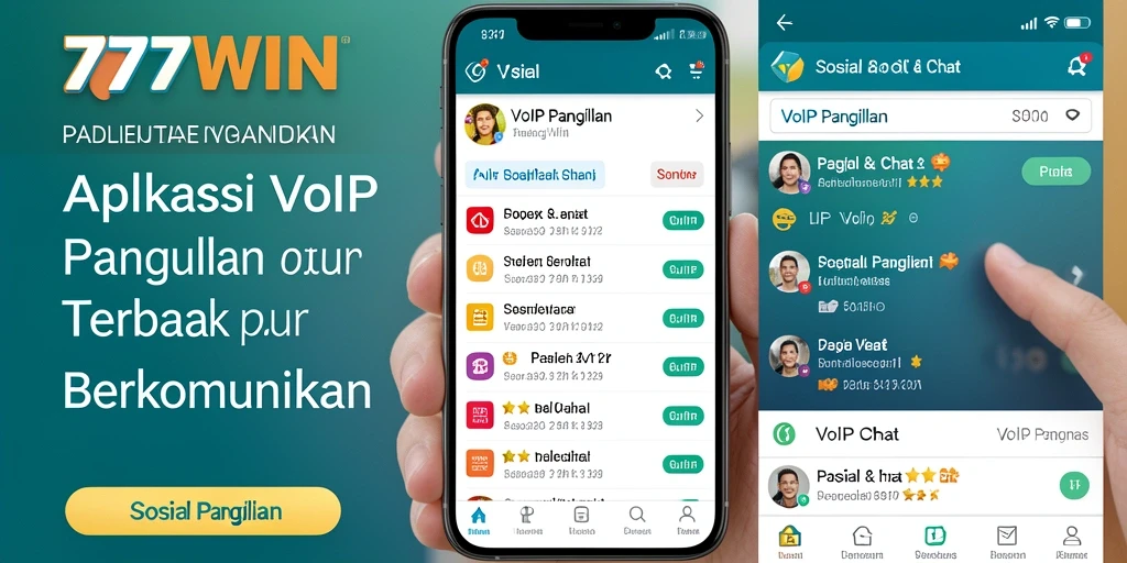 Tampilan antarmuka aplikasi 777WIN untuk panggilan VoIP yang user-friendly.