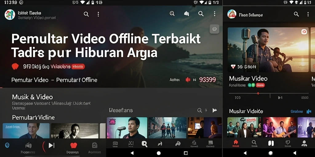 Antarmuka aplikasi Pemutar Video Offline 9399 yang sederhana dan intuitif.