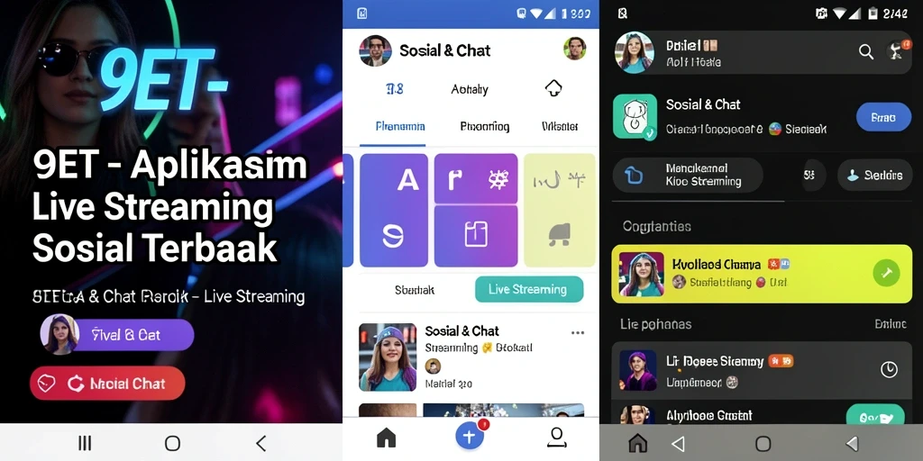 Tampilan antarmuka <strong>9ET</strong> saat siaran langsung dengan interaksi pengguna.