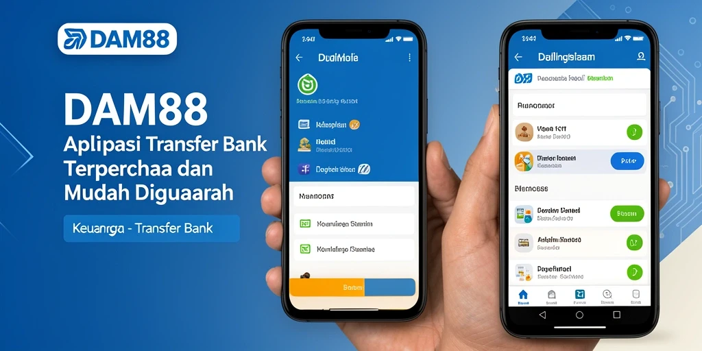 Antarmuka utama aplikasi DAM88 untuk transfer bank yang mudah digunakan.