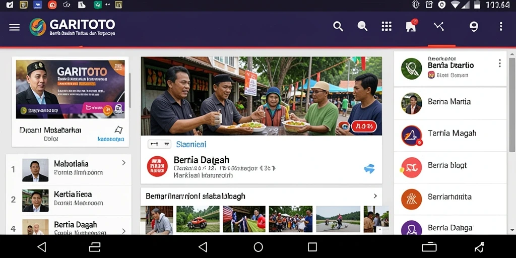 Antarmuka aplikasi GARITOTO yang menampilkan berita daerah.
