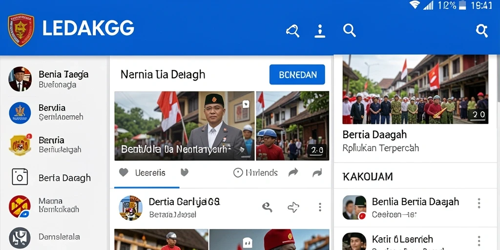Antarmuka aplikasi LEDAKGG menunjukkan berita daerah terbaru yang informatif.