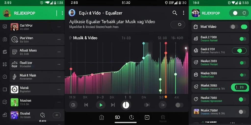 Antarmuka pengguna REJEKIPOP dengan kontrol Equalizer yang lengkap.
