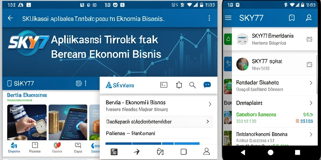 Antarmuka menarik dari aplikasi SKY77 dengan fokus pada berita ekonomi.